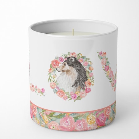 Carolines Treasures 3.75 x 3.25 in. Unisex Sheltie No.10 Love 10 oz Decorative Soy Candle WDK4493CDL